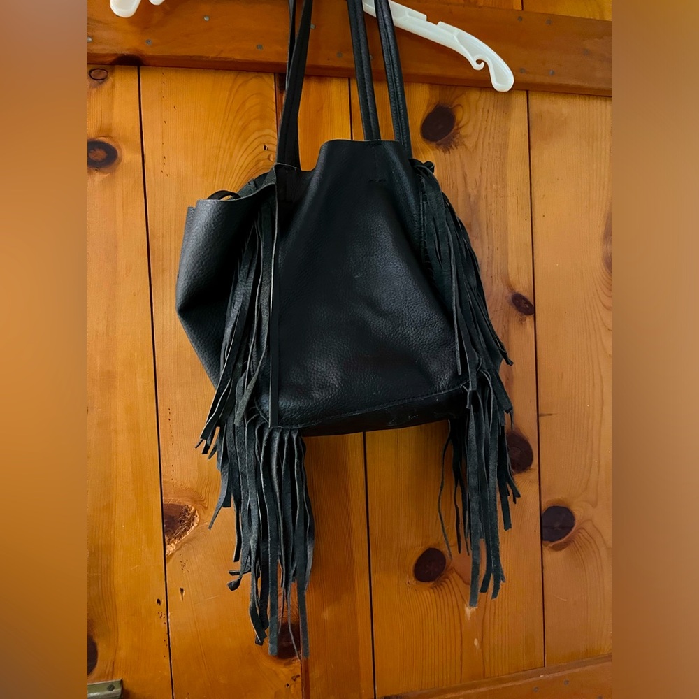 Cleobella Black Fringe Handbag
